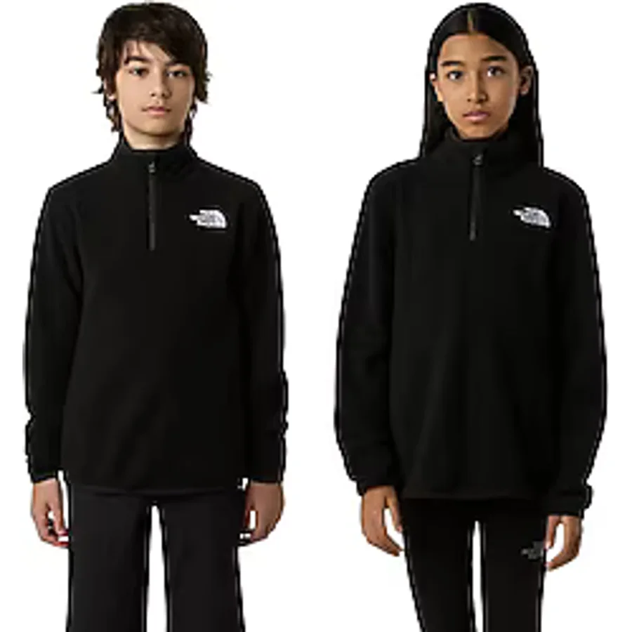The North Face Glacier NF0A8CVGJK31 Yarım Fermuarlı Siyah Çocuk Polar Sweatshirt