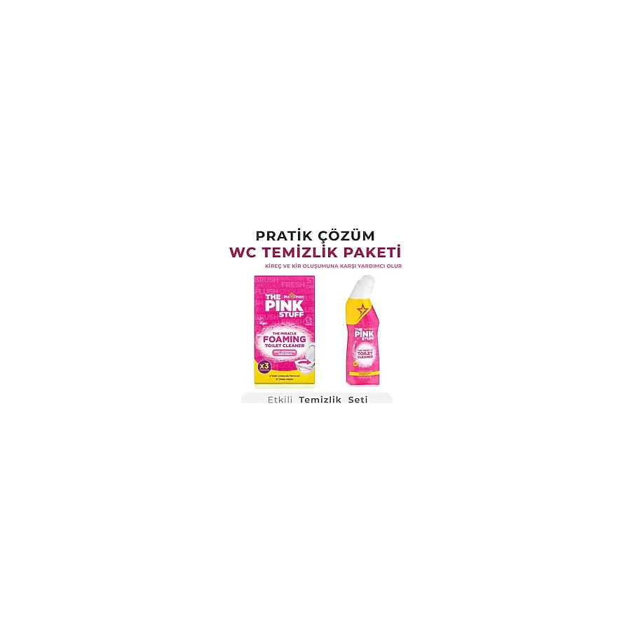 The Pink Stuff Mucizevi Tuvalet Temizleyici 750ML + Köpüren Tuvalet Temizleyici 3 Adet