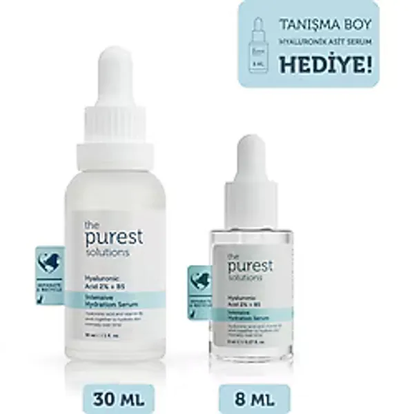 The Purest Solutions Nemlendirici & Dolgunlaştırıcı Hyaluronik Asit Serum Cilt Bakım Seti: 30 ml Serum + 8 ml Tanışma Boy