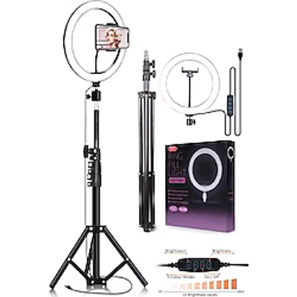 The Wlue 10 Inç Ring Light 5500k Youtuber Led Işıklı 2.1 Metre Tripod Selfie Makyaj Işığı