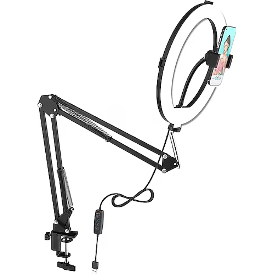 The Wlue Metal Flexible Masaüstü Sıkıştırmalı Youtuber Ring Light Led Selfie Çalışma Işığı 10 Inç Halka