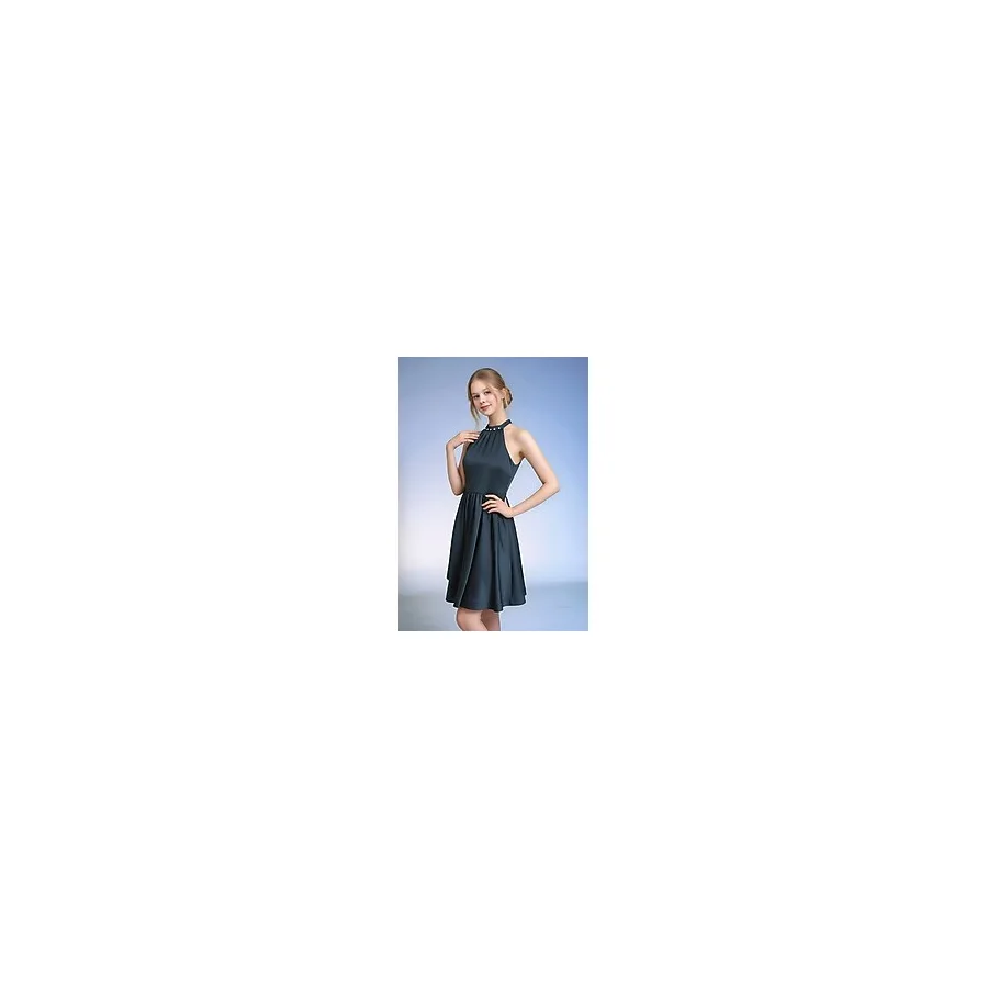 TheJOJODesign Çocuk Abiye Saten Kumaş Halter Yaka İncili Kloş Elbise 13 14 15 Yaş Siyah Davet Mezuniyet Abiyesi