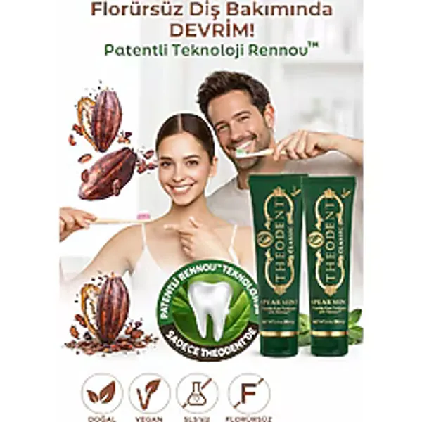 Theodent Classic Tatlı Nane Diş Macunu 2'li Set Vegan Florürsüz Doğal Ağız Bakımı-96,4 gr+ 96,4 gr