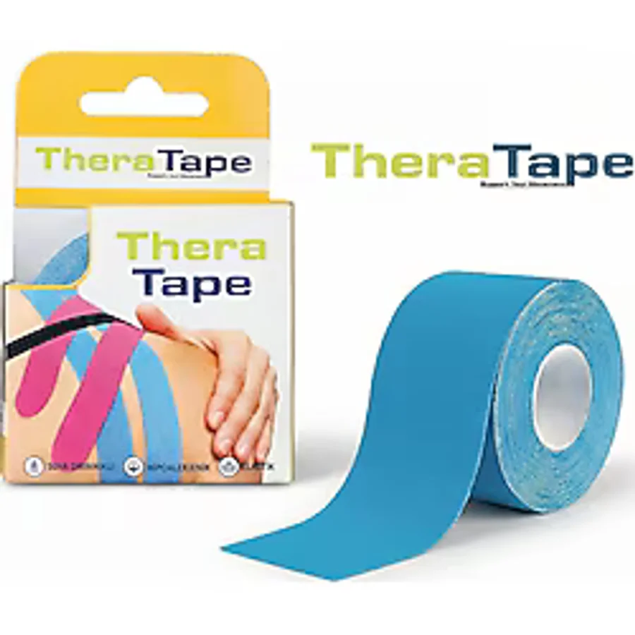 Thera Tape Kinesio Sporcu Bandı Yüz & Vücut Uyumlu Kinezyo Bant Mavi 5 CM x 5 M