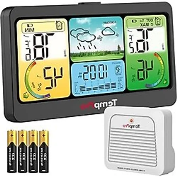 Thermopro TP280B 17.8 cm Ekranlı, Wi-Fi Destekli Akıllı Iç ve Dış Mekan Hava Tahmin Istasyonu ve Barometre (300M Menzilli Şarjlı Sensör) - 0- Koyu Mavi