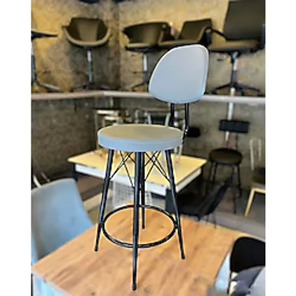 TheSandalyeShop Yeni,dolce Tasarım Bar Sandalyesi 75 cm Gri Deri Döşeme 100 ILE115CM Arası Adalara Uyumlu