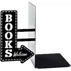 thorqtech Dekoratif Metal Kitap Tutucu Books Welcome Yön Tekli Figürlü Kitap Desteği Kitaplık Organizer