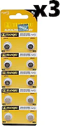 Tianqiu AG3 LR41/392A 10'lu 3 Paket Alkalin Düğme Pil