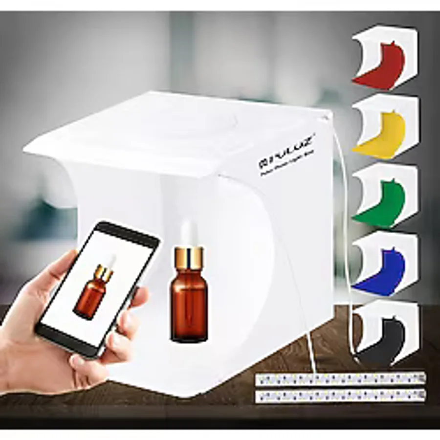 Tianya Puluz 2 Adet LED Şerit Işıklı 23 x 24 cm 6 Fonlu Fotograf Ürün Çekim Çadırı Kutusu Light Box