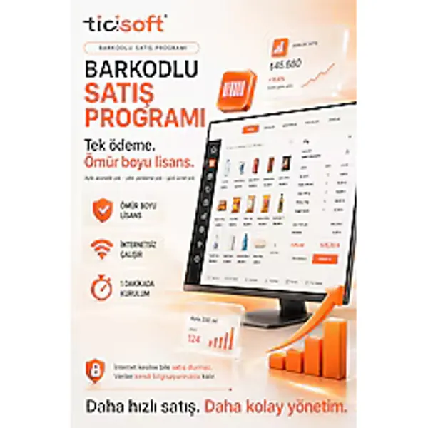 Ticisoft Barkodlu Satış Programı Market Bakkal Stok Personel Takip ve Kasa POS Sistemi Ömür Boyu Lisans