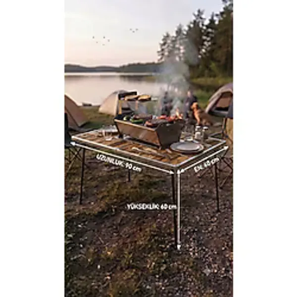 TIDY OUTDOOR Barbekü masası, Mangal masası, kamp masası, mangallı masa, piknik masası, bahçe masası, balkon masası
