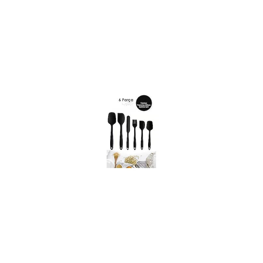 Tiffany 6lı Takım Yanmaz Yapışmaz Mutfak Pasta Silikon Yumurta Fırçası Kaşık Bıçak Spatula Seti
