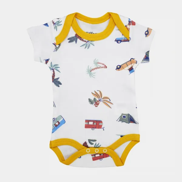 Tiffany Baby Caravan Theme Yarım Kol Bebek Body 12008 Ekru