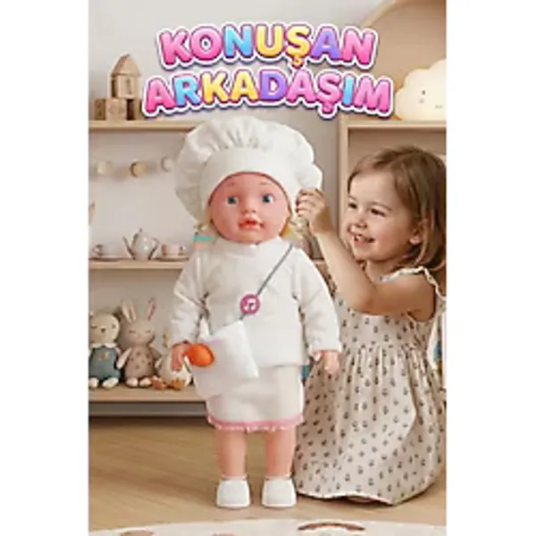 Tıfıl Toys 50cm Türkçe Konuşan Oyuncak Ezgi Bebek Kafası Kolları ve Bacakları Et Bebek Gövdesi Sert Plastik BEYAZ