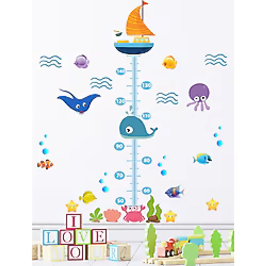 Tilki Dünyası Çocuk Odası Deniz Altı Yaşamı Boy Cetveli Sticker