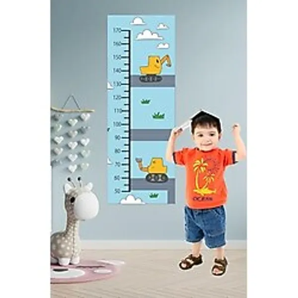 Tilki Dünyası Iş Makineleri Boy Cetveli Duvar Sticker