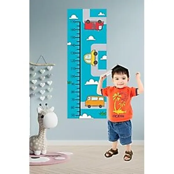 Tilki Dünyası Sevimli Arabalar Boy Cetveli Duvar Sticker