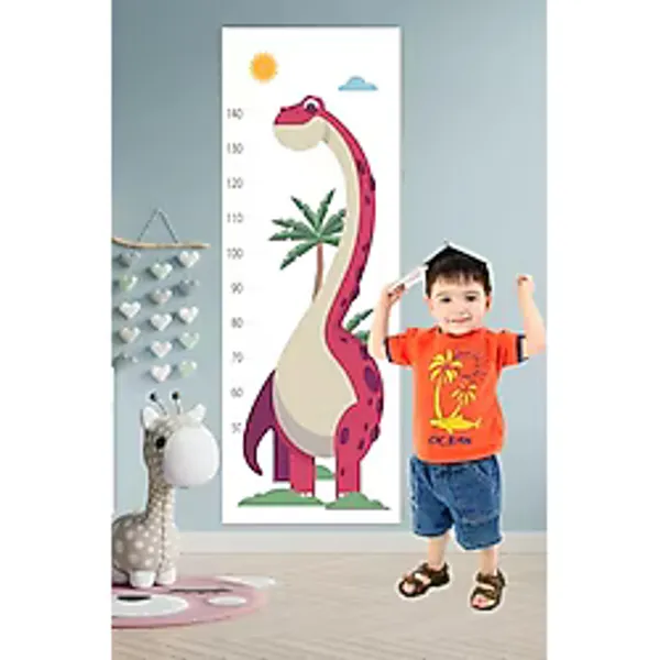 Tilki Dünyası Sevimli Dinozor Boy Cetveli Çocuk Odası Duvar Sticker
