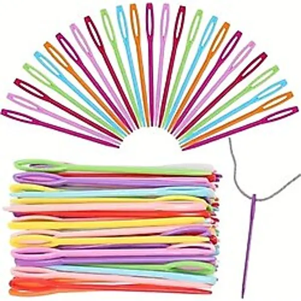 TİNEKE 25 Adet 6 Renk 9 Cm Karışık Plastik Yün Iğnesi, Çocuklar İçin Eğitici Iğne