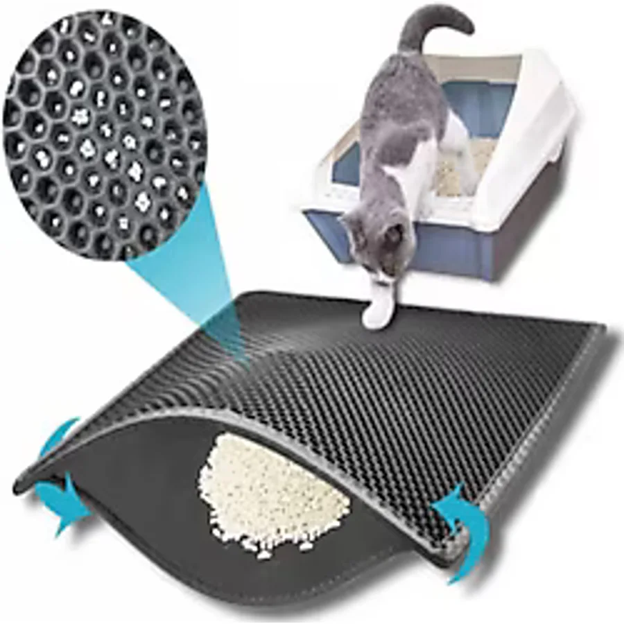 Tineke 60x42 cm Elekli Kedi Tuvalet Önü Paspası - Siyah