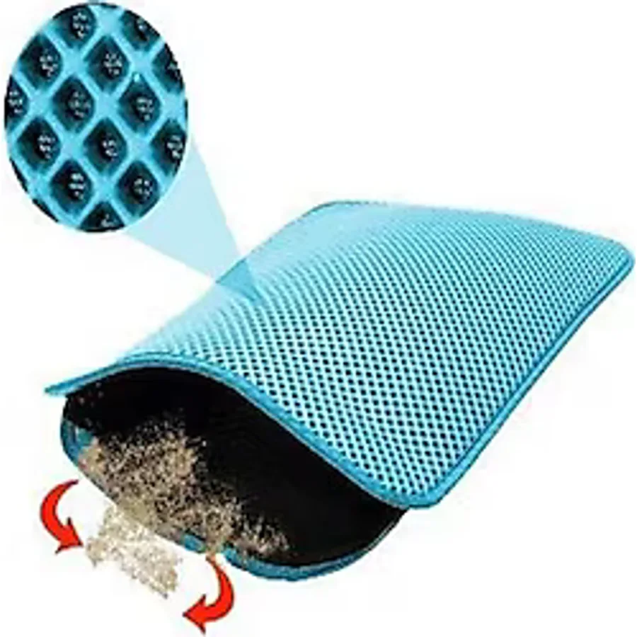 Tineke 60x42 cm Elekli Kedi Tuvaleti Önü Paspası - Turkuaz