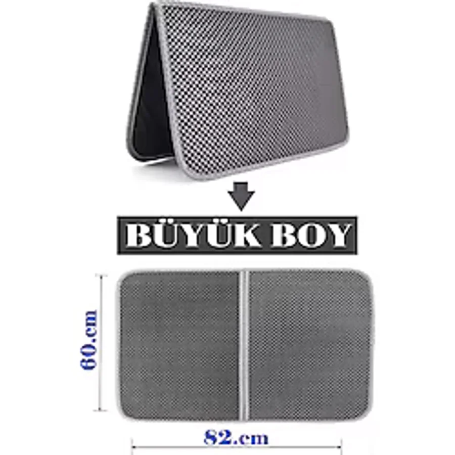 TİNEKE Büyük Boy Elekli Kedi Tuvalet Önü Paspası Katlanabilir 82 X 60 Cm Siyah