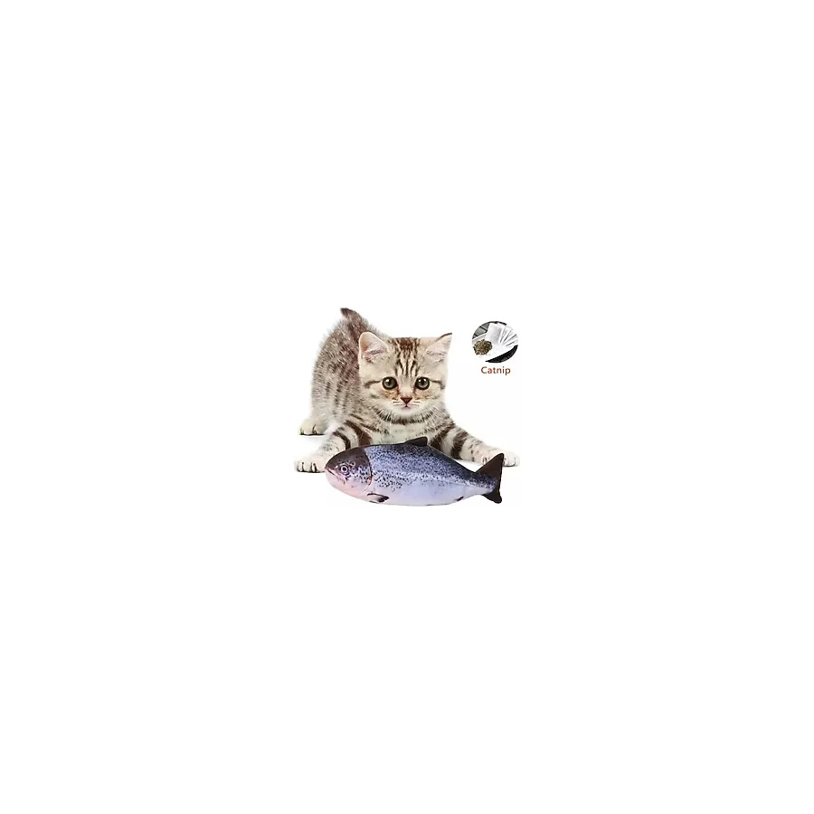 Tineke Kedi Otlu Çıngıraklı Balık Somon Peluş Kedi Oyuncağı