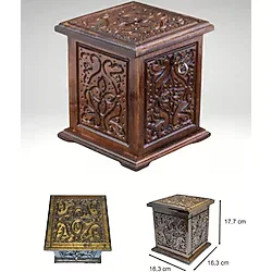 Tip Box Kutusu Kumbara Maraş Oyma Ahşap Antika Nostaljk Sandık Büyük Boy Ceviz Ahşap Dikey Kumbara T