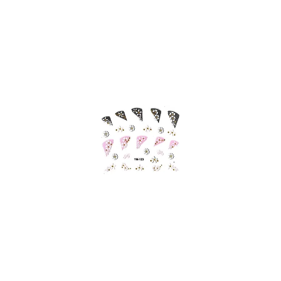 Tırnak Sticker, Tırnak Süsleme, Nail Art (ym-123) - 6X5 cm - Papatya Pembe Çiçek