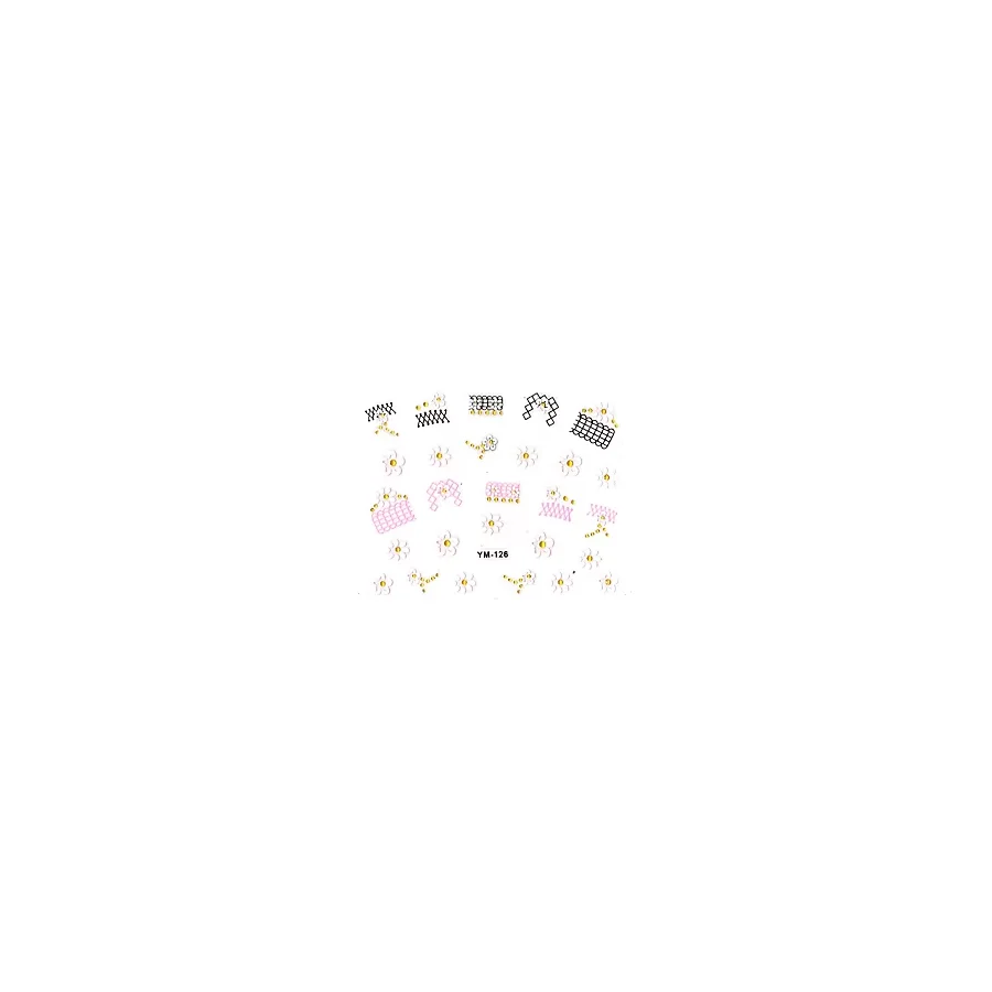 Tırnak Sticker, Tırnak Süsleme, Nail Art (ym-126) - 6X5 cm - Kare Desen Papatya