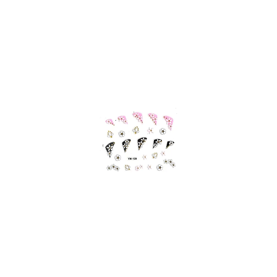 Tırnak Sticker, Tırnak Süsleme, Nail Art (ym-129) - 6X5 cm - Üçgen Kalpli Çiçek