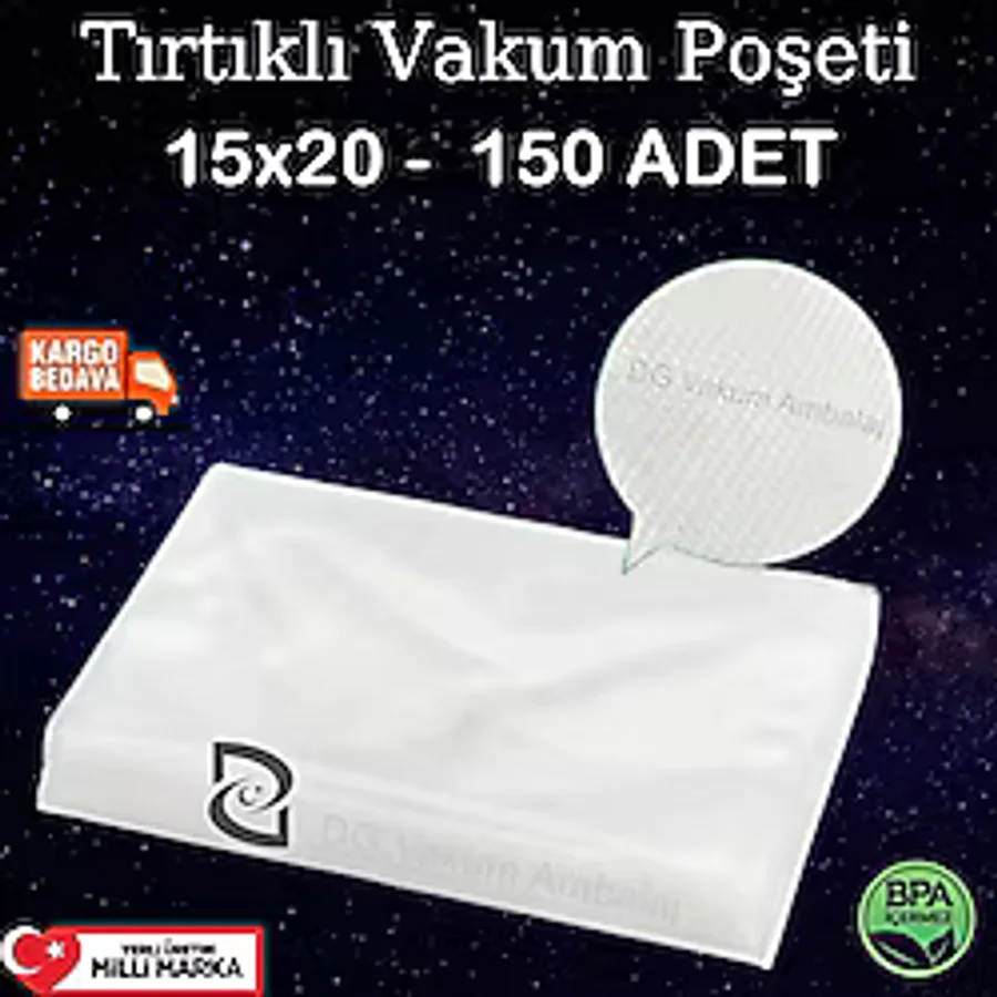 Tırtıklı Vakum Poşeti Torbası 15 x 20 CM 150 Adet