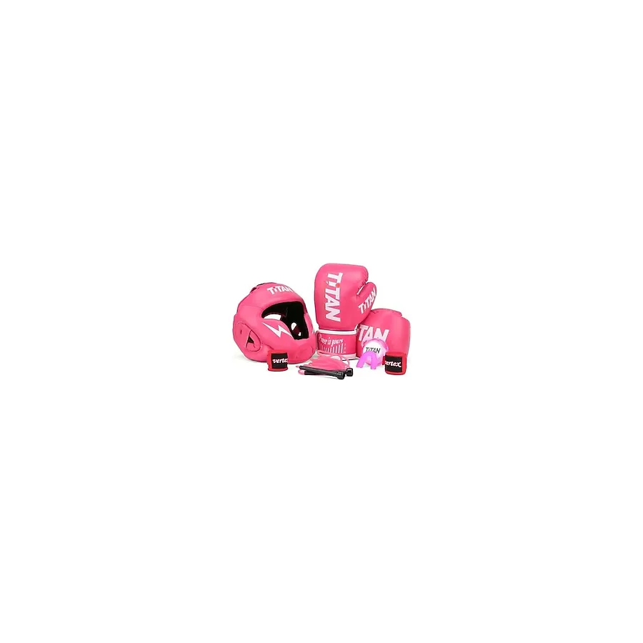 Titan Sport Pembe Serisi Özel Takım Set , Boks Kaskı, Boks Eldiveni, Dişlik, Bandaj
