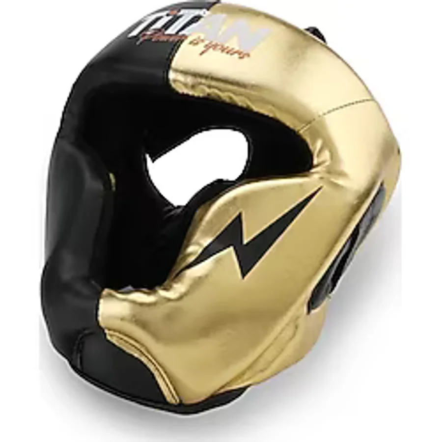 Titan Sport Yüz Korumalı Boks Kaskı , Siyah - Altın (Gold) Model