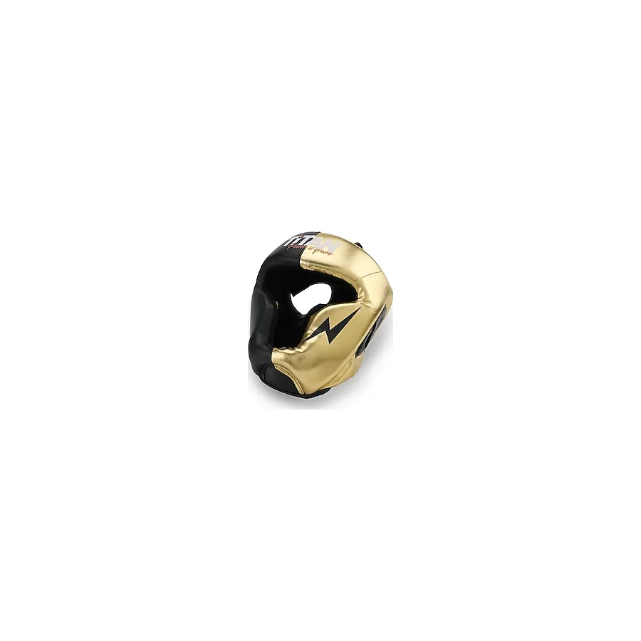 Titan Sport Yüz Korumalı Boks Kaskı , Siyah - Altın Gold Model Çok Renkli