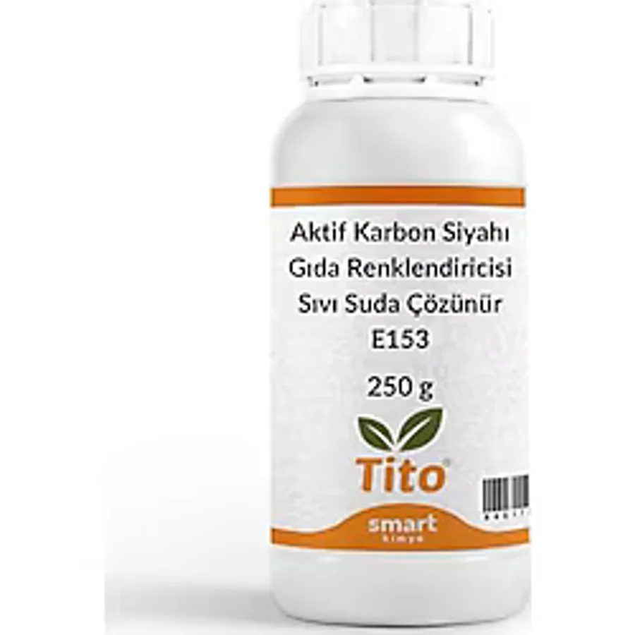 Tito Bitkisel Karbon (Aktif Karbon) Siyahı Gıda Renklendiricisi Sıvı Suda Çözünür E153 250 g