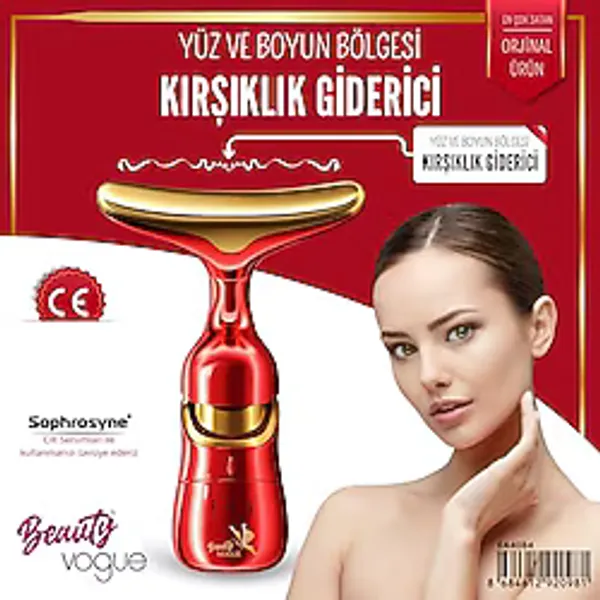 Titreşimli Yüz ve Boyun Kırışıklık Giderici Masaj Aleti - 3 Farklı Başlık, Titreşimli Cilt Sıkılaştırıcı, Boyun ve Gıdı Zayıflatıcı Etki, Kablosuz Cilt Güzelleştirme Cihazı