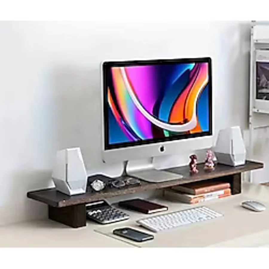 Tiydem Masif Doğal Ahşap Monitör Yükseltici Monitor Altlığı Monitör Sehpası (60 cm x 18 Cm)