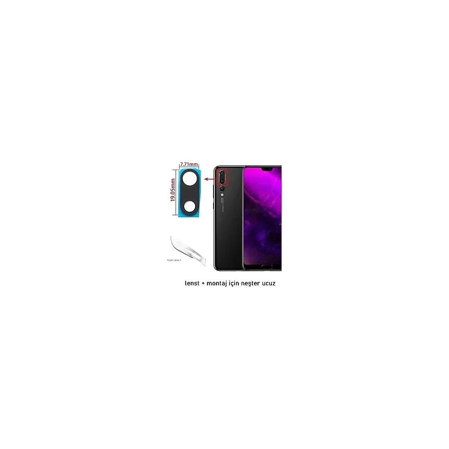Tkgz Huawei P20 PRO Arka Kamera Camı Lens Yapışkanlı+ Neşter uç