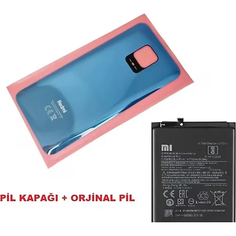 Tkgz Xiaomi Redmi Note 9 Pro Arka Kapak Batarya Kapağı + PİL (CAM) GRİ