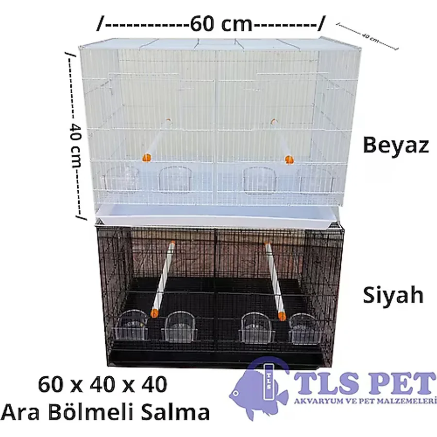 Tlspet İthal Ara Bölmeli Salma Çifthane Kafes 60x40x40 cm