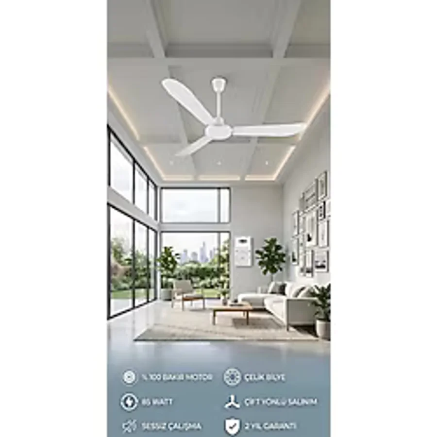 TMT 2 Yıl Orjinal Tavan Tmt Orjinalvantialtör Pervane 140cm 85w Mavi 130-140 Cm Düğmeli 3 Alüminyum