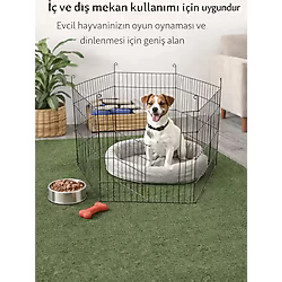 TncPatiShop Katlanır Metal Eğitim Çiti Köpek Eğitim Tuvalet Oyun Alanı Kedi Köpek Tavşan Çiti 61X61 Cm 6 Parça