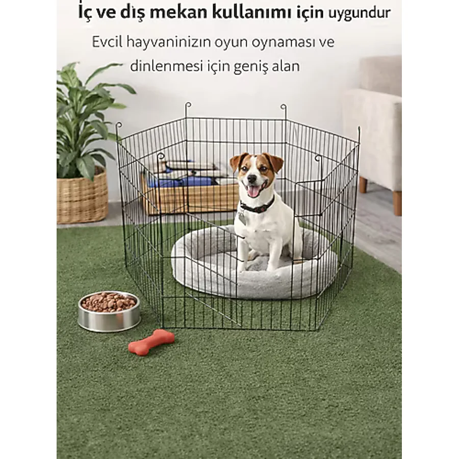 TncPatiShop Katlanır Metal Eğitim Çiti Köpek Eğitim Tuvalet Oyun Alanı Kedi Köpek Tavşan Çiti 61X61 Cm 6 Parça
