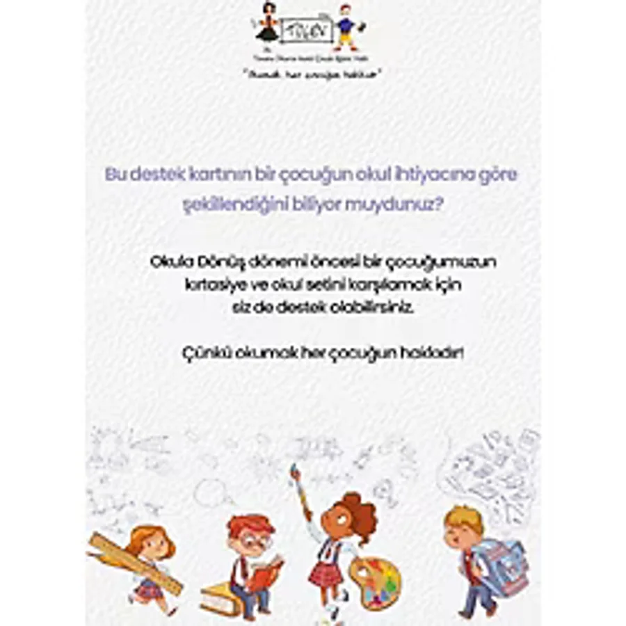 TOÇEV Okula Dönüş Kampanyası E-Destek Kartı