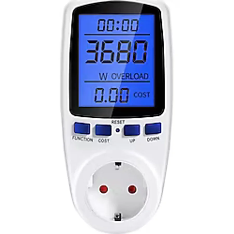 Tograt - Dijital Wattmetre - Priz Tipi - Elektrik Tüketimi Ölçer - 220V 16A 3680W - Işıklı Lcd Ekran