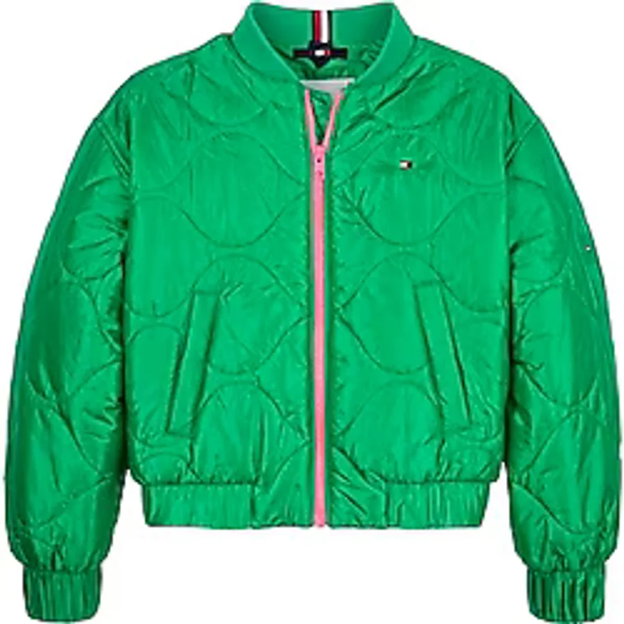 Tommy Hilfiger Quilted Bomber Kız Çocuk Ceket, Yeşil, 86