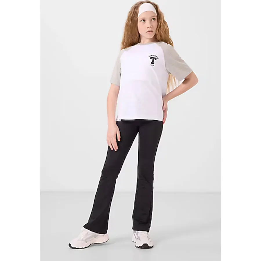 TOMMYLIFE Siyah Esnek Standart Fit Basic Performans İspanyol Paça Kız Çocuk Tayt - 75193