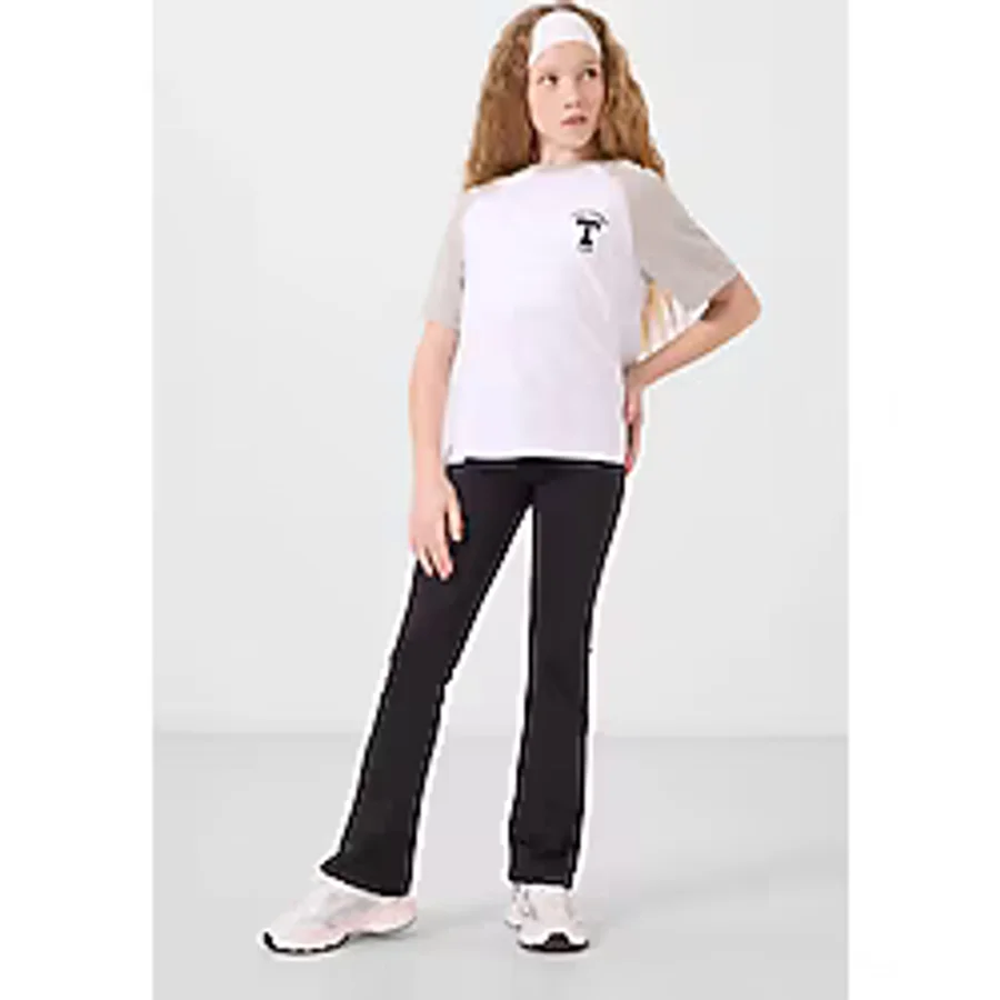 TOMMYLIFE Siyah Esnek Standart Fit Basic Performans İspanyol Paça Kız Çocuk Tayt - 75193