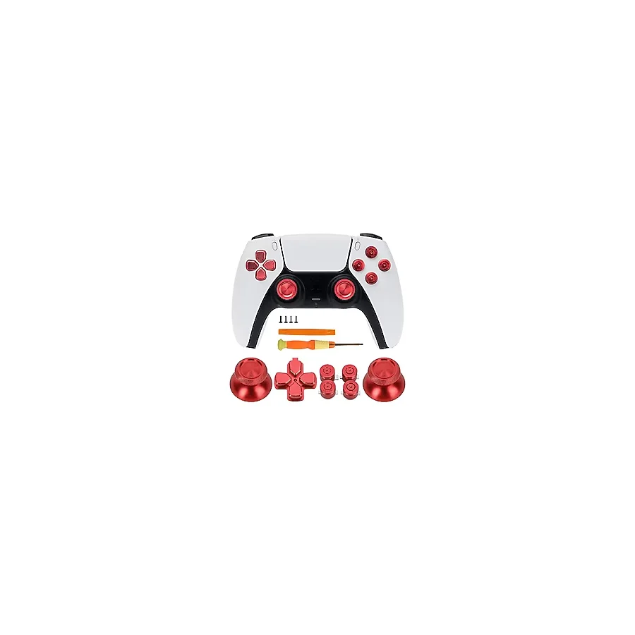 TOMSIN PS5 Denetleyicisi için Metal Düğmeler Değiştirme Kiti - Playstation 5 DS Denetleyicisi ile Uyumlu Alüminyum Parmak Çubukları ve O X Kare Üçgen ve Dpad Düğmeleri Aksesuarları (Mavi)